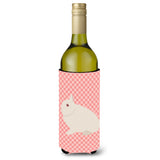 Caroline'S Treasures Hermelin Rabbit Pink Check Decorative Bottle Hugger, 750 Ml, Multicolor