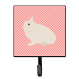 Caroline'S Treasures Hermelin Rabbit Pink Check Wall Hook, Small, Multicolor