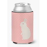 Caroline'S Treasures New Zealand White Rabbit Pink Check Decorative Can Hugger, Multicolor