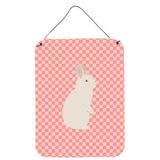 Caroline'S Treasures New Zealand White Rabbit Pink Check Metal Print, 16Hx12W, Multicolor