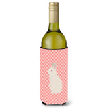Caroline'S Treasures New Zealand White Rabbit Pink Check Decorative Bottle Hugger, 750 Ml, Multicolor
