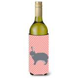 Caroline'S Treasures Giant Chinchilla Rabbit Pink Check Decorative Bottle Hugger, 750 Ml, Multicolor