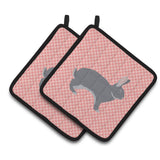 Caroline'S Treasures Giant Chinchilla Rabbit Pink Check Decorated Pot Holder, 7.5 X 7.5