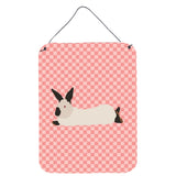 Caroline'S Treasures California White Rabbit Pink Check Metal Print, 16Hx12W, Multicolor