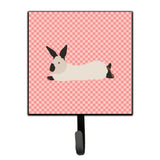Caroline'S Treasures California White Rabbit Pink Check Wall Hook, Small, Multicolor