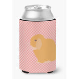 Caroline'S Treasures Holland Lop Rabbit Pink Check Decorative Can Hugger, Multicolor