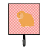 Caroline'S Treasures Holland Lop Rabbit Pink Check Wall Hook, Small, Multicolor