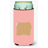 Caroline'S Treasures Lincoln Longwool Sheep Pink Check Decorative Can Hugger, Tall Boy, Multicolor