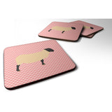 Caroline'S Treasures Suffolk Sheep Pink Check Decorative Coasters, 3.5, Multicolor