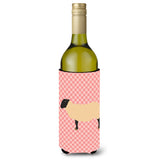 Caroline'S Treasures Suffolk Sheep Pink Check Decorative Bottle Hugger, 750 Ml, Multicolor