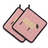 Caroline'S Treasures Suffolk Sheep Pink Check Decorated Pot Holder, 7.5 X 7.5