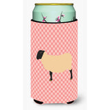 Caroline'S Treasures Suffolk Sheep Pink Check Decorative Can Hugger, Tall Boy, Multicolor