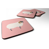 Caroline'S Treasures Scottish Blackface Sheep Pink Check Decorative Coasters, 3.5, Multicolor