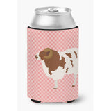Caroline'S Treasures Jacob Sheep Pink Check Decorative Can Hugger, Multicolor