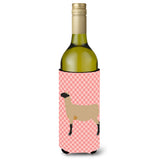 Caroline'S Treasures Hampshire Down Sheep Pink Check Decorative Bottle Hugger, 750 Ml, Multicolor