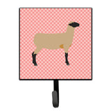 Caroline'S Treasures Hampshire Down Sheep Pink Check Wall Hook, Small, Multicolor