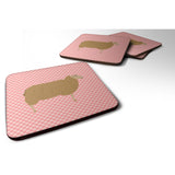 Caroline'S Treasures East Friesian Sheep Pink Check Decorative Coasters, 3.5, Multicolor