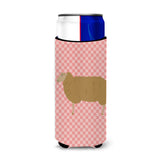Caroline'S Treasures East Friesian Sheep Pink Check Decorative Can Hugger, Slim, Multicolor