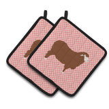 Caroline'S Treasures Merino Sheep Pink Check Decorated Pot Holder, 7.5 X 7.5