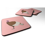 Caroline'S Treasures Bourbon Red Turkey Hen Pink Check Decorative Coasters, 3.5, Multicolor