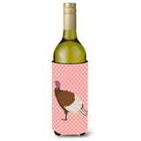 Caroline'S Treasures Bourbon Red Turkey Hen Pink Check Decorative Bottle Hugger, 750 Ml, Multicolor