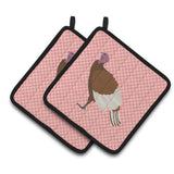Caroline'S Treasures Bourbon Red Turkey Hen Pink Check Decorated Pot Holder, 7.5 X 7.5