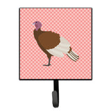 Caroline'S Treasures Bourbon Red Turkey Hen Pink Check Wall Hook, Small, Multicolor