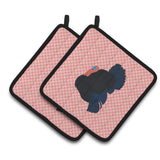 Caroline'S Treasures Norfolk Black Turkey Pink Check Decorated Pot Holder, 7.5 X 7.5