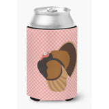 Caroline'S Treasures Bronze Turkey Pink Check Decorative Can Hugger, Multicolor