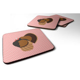Caroline'S Treasures Bronze Turkey Pink Check Decorative Coasters, 3.5, Multicolor