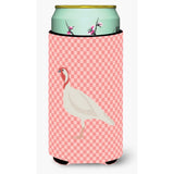 Caroline'S Treasures Beltsville Small White Turkey Hen Pink Check Decorative Can Hugger, Tall Boy, Multicolor