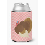 Caroline'S Treasures French Turkey Dindon Pink Check Decorative Can Hugger, Multicolor