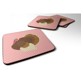 Caroline'S Treasures French Turkey Dindon Pink Check Decorative Coasters, 3.5, Multicolor