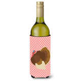 Caroline'S Treasures French Turkey Dindon Pink Check Decorative Bottle Hugger, 750 Ml, Multicolor