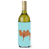 Caroline'S Treasures Bactrian Camel Blue Check Decorative Bottle Hugger, 750 Ml, Multicolor