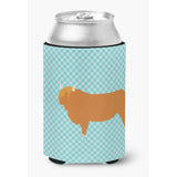 Caroline'S Treasures Highland Cow Blue Check Decorative Can Hugger, Multicolor