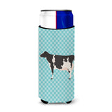 Caroline'S Treasures Holstein Cow Blue Check Decorative Can Hugger, Slim, Multicolor