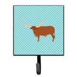 Caroline'S Treasures Ankole-Watusu Cow Blue Check Wall Hook, Small, Multicolor