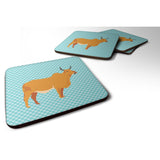 Caroline'S Treasures Zebu Indicine Cow Blue Check Decorative Coasters, 3.5, Multicolor