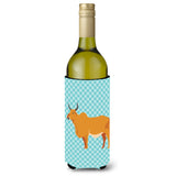 Caroline'S Treasures Zebu Indicine Cow Blue Check Decorative Bottle Hugger, 750 Ml, Multicolor