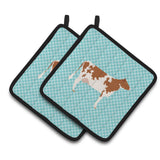 Caroline'S Treasures Ayrshire Cow Blue Check Decorated Pot Holder, 7.5 X 7.5