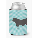Caroline'S Treasures Black Angus Cow Blue Check Decorative Can Hugger, Multicolor