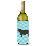 Caroline'S Treasures Black Angus Cow Blue Check Decorative Bottle Hugger, 750 Ml, Multicolor