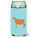 Caroline'S Treasures Jersey Cow Blue Check Decorative Can Hugger, Tall Boy, Multicolor
