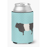 Caroline'S Treasures Belted Galloway Cow Blue Check Decorative Can Hugger, Multicolor