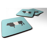 Caroline'S Treasures Belted Galloway Cow Blue Check Decorative Coasters, 3.5, Multicolor