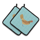 Caroline'S Treasures Frisian Friesian Chicken Blue Check Decorated Pot Holder, 7.5 X 7.5