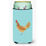 Caroline'S Treasures Frisian Friesian Chicken Blue Check Decorative Can Hugger, Tall Boy, Multicolor
