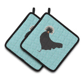 Caroline'S Treasures Polish Poland Chicken Blue Check Decorated Pot Holder, 7.5 X 7.5