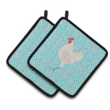 Caroline'S Treasures German Langshan Chicken Blue Check Decorated Pot Holder, 7.5 X 7.5
